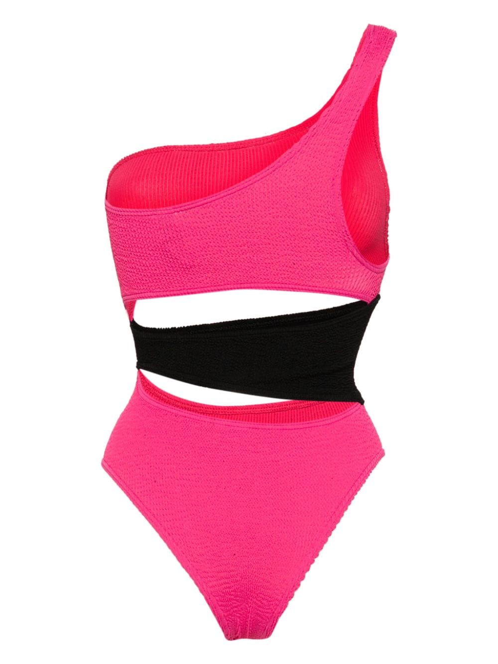 Shop Bondeye Splice Cut-out Smocked Swimsuit In Rosa