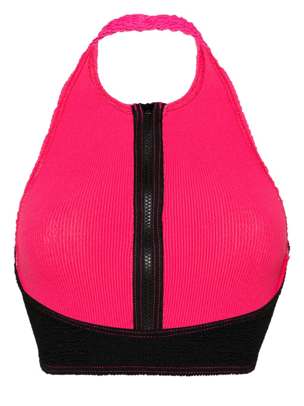 Shop Bondeye Splice Irina Zip-up Bikini Top In Pink