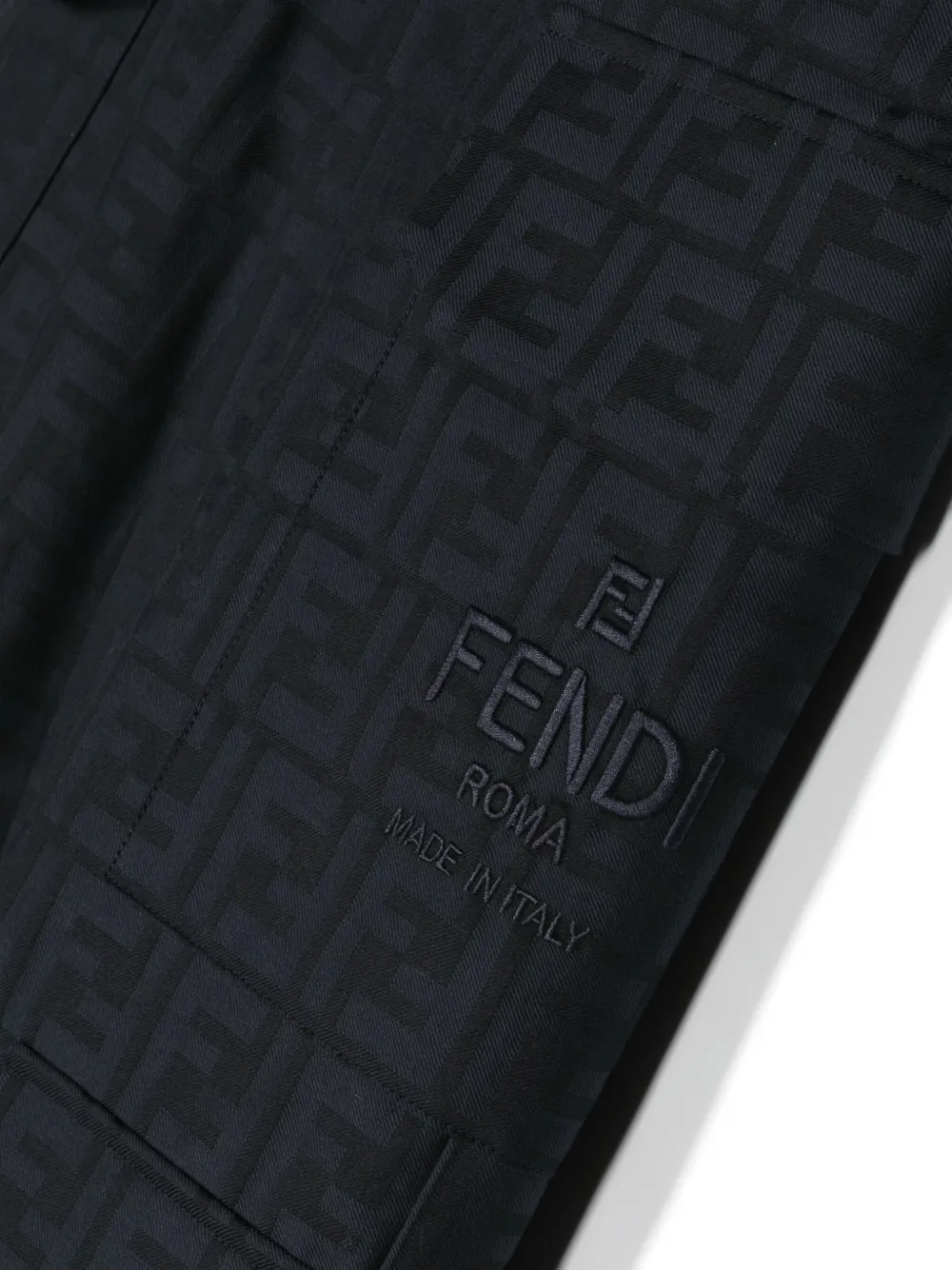 Shop Fendi Ff-motif Mid-rise Tapered Trousers In Blue