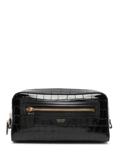 TOM FORD crocodile-embossed leather clutch bag