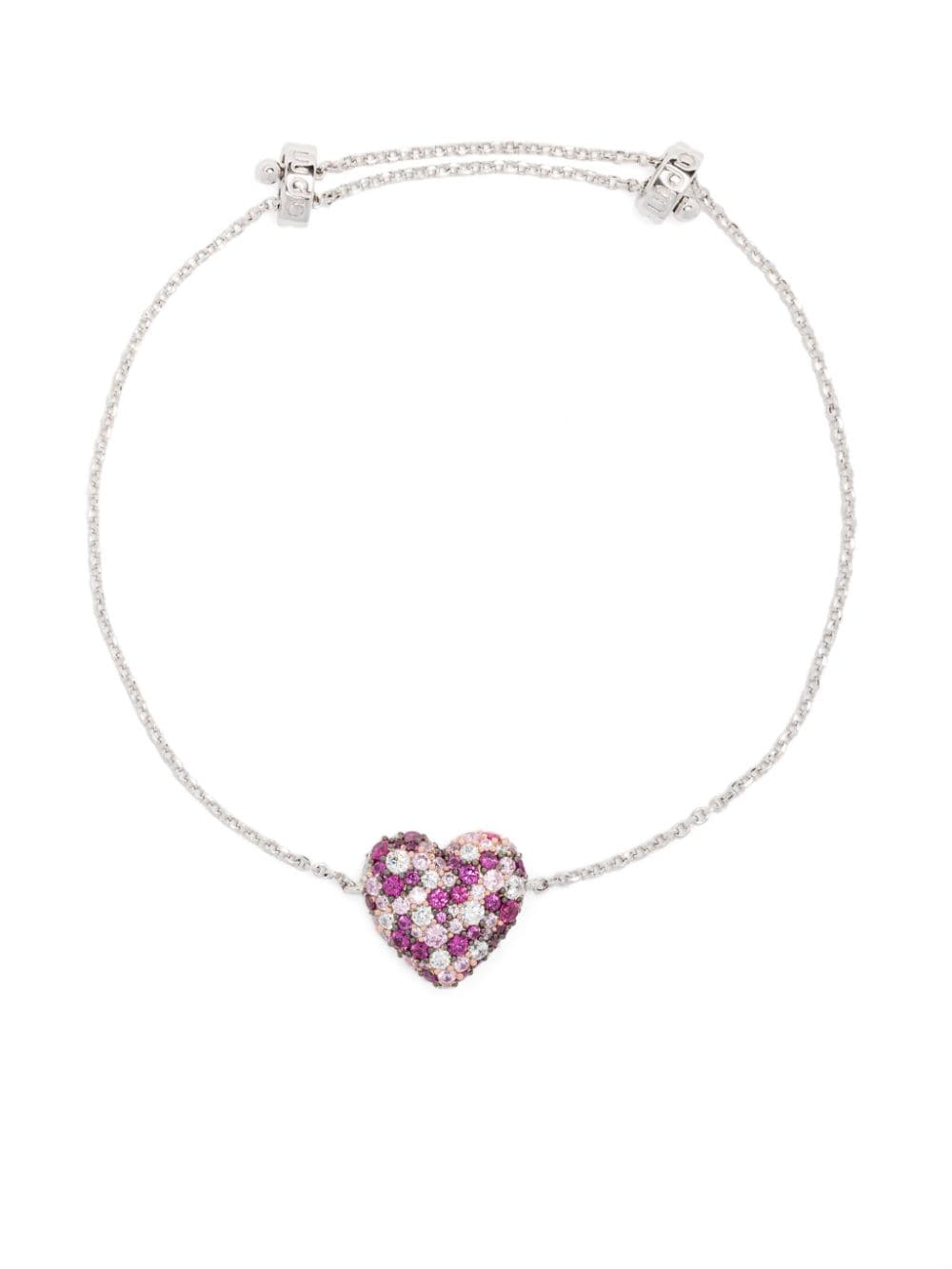 Apm Monaco Heart-charm Sterling-silver Bracelet In Pink