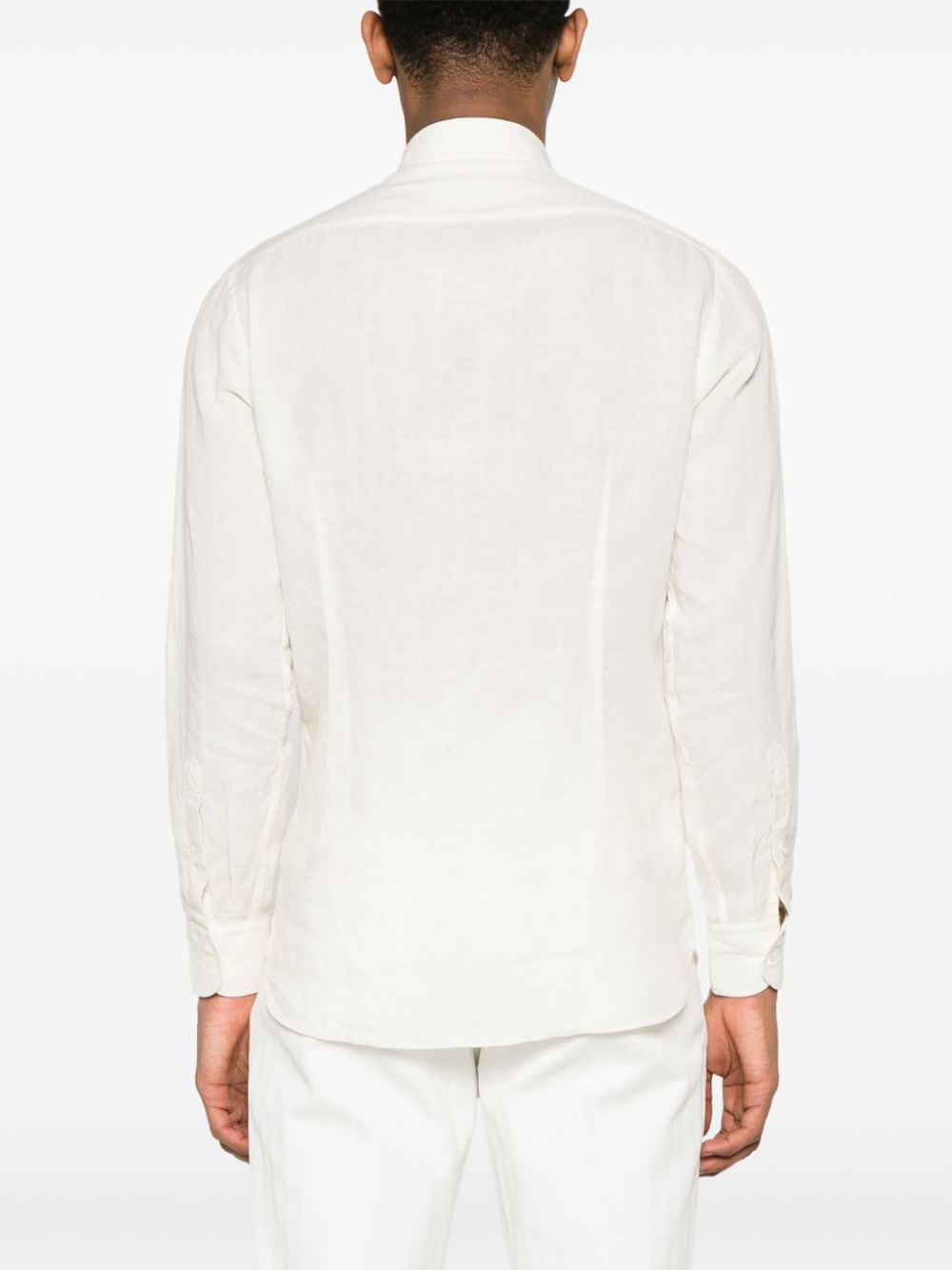 Shop Lardini Long-sleeve Linen Shirt In Neutrals