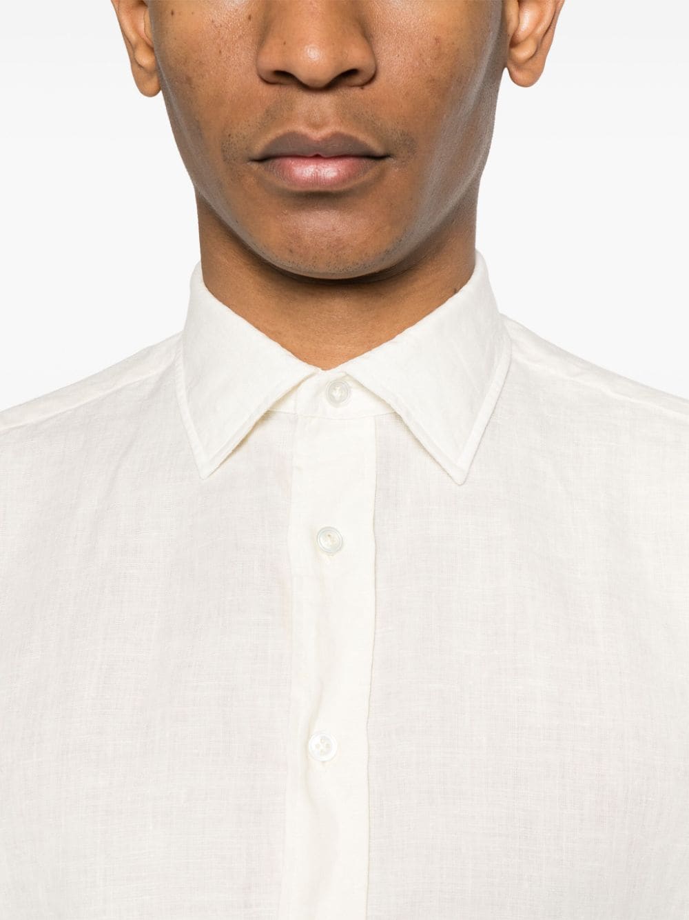 Shop Lardini Long-sleeve Linen Shirt In Neutrals