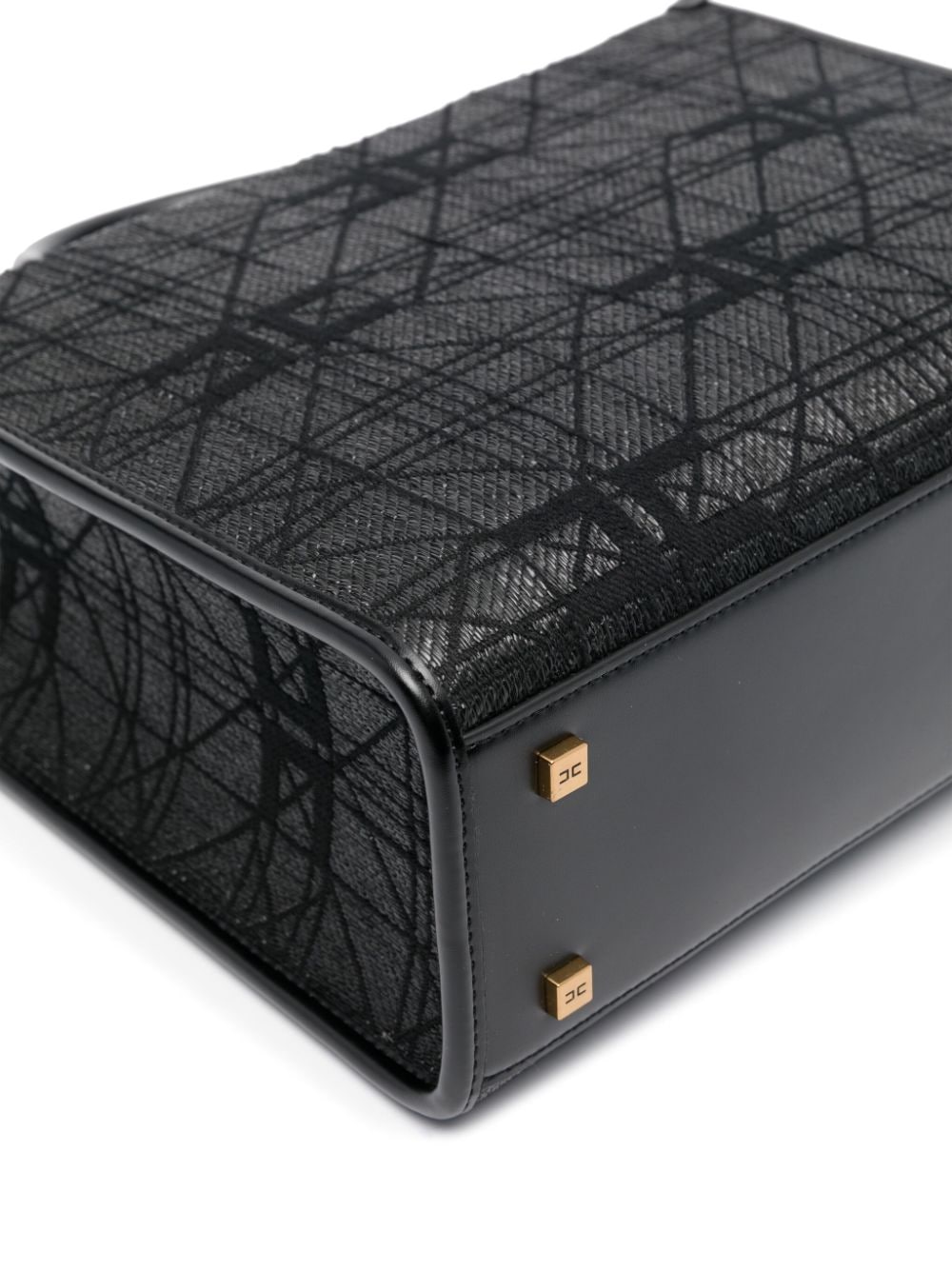 Shop Elisabetta Franchi Medium Patterned-jacquard Bag In Black