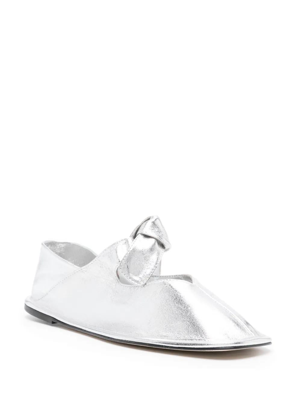 Shop Hereu Llasada Metallic Ballerina Shoes In Silver