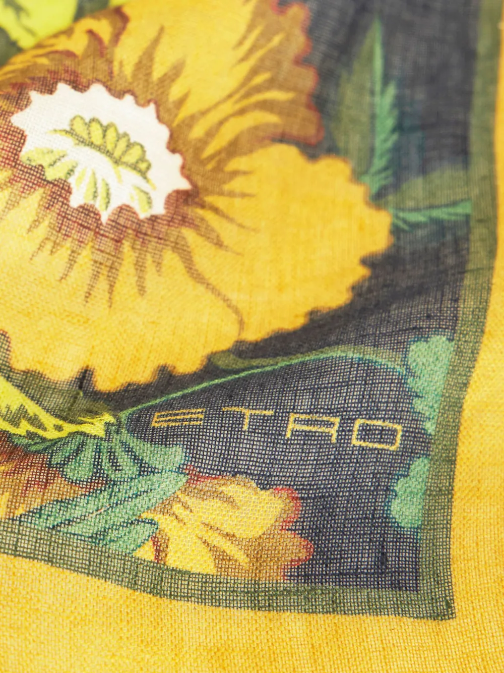 Shop Etro Floral-print Linen-silk Scarf In Yellow