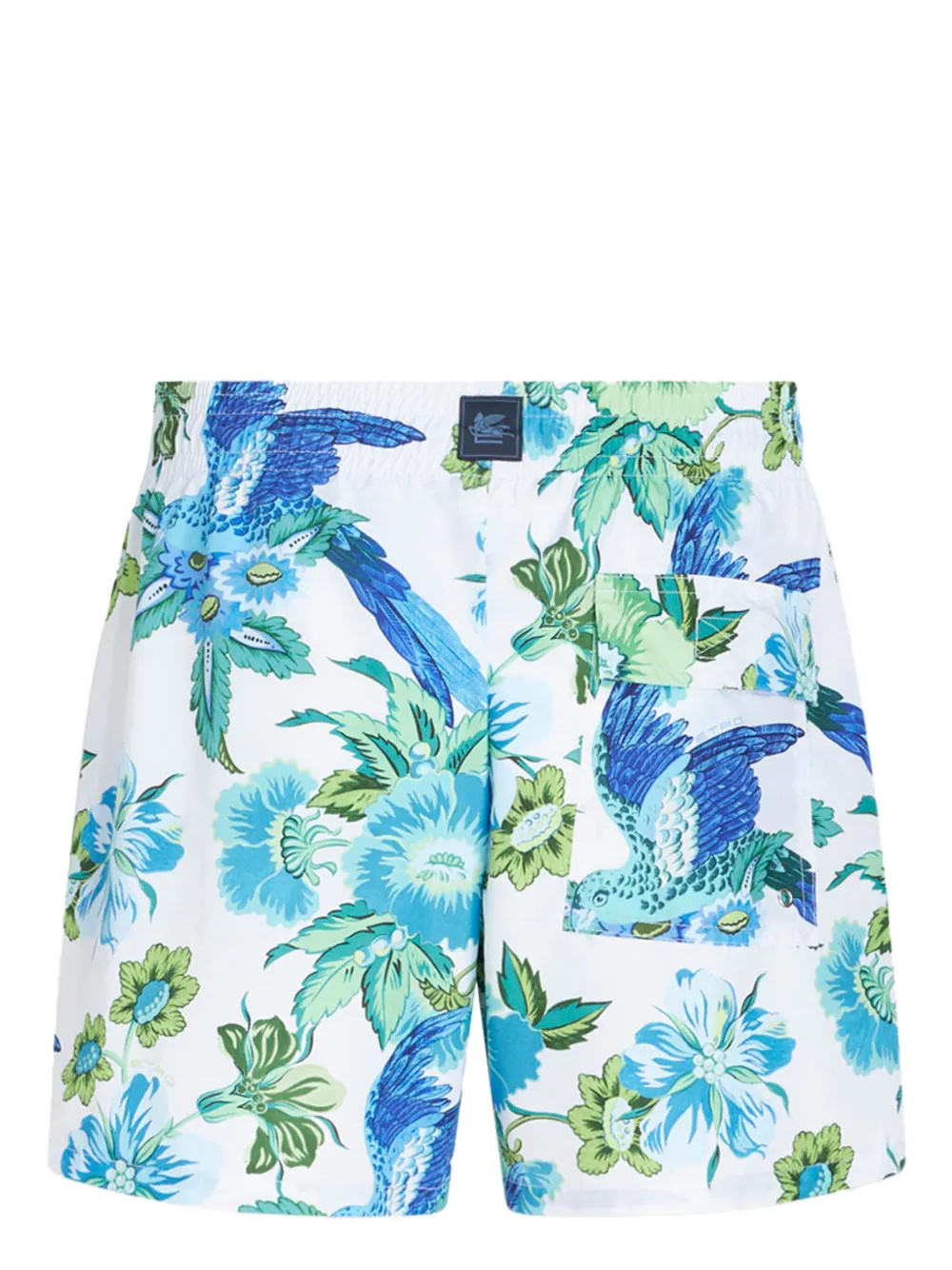 Shop Etro Floral-print Swim Shorts In White