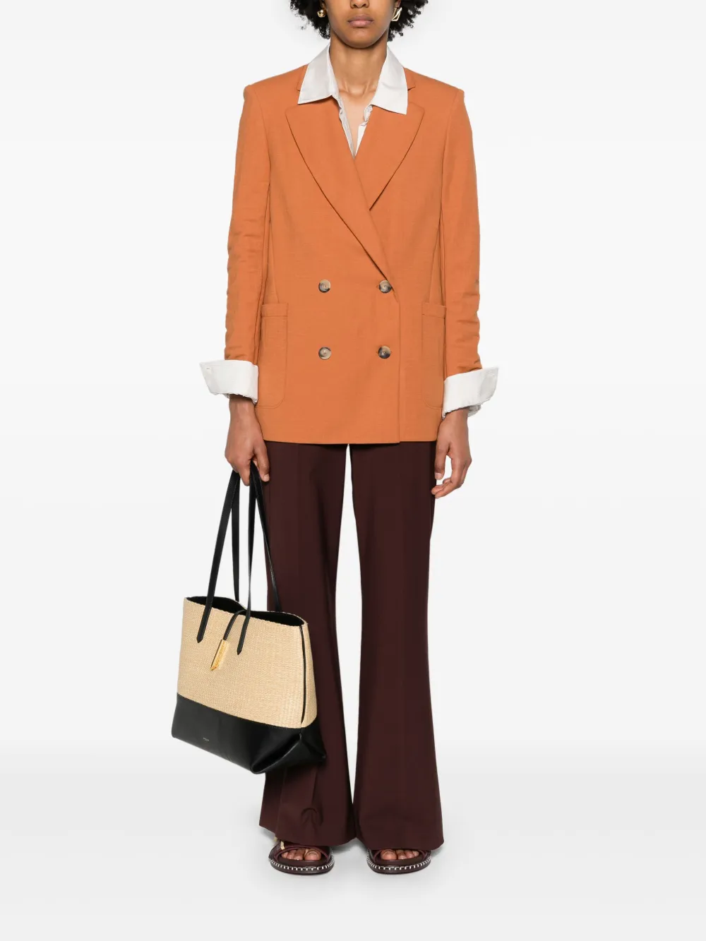 Shop Harris Wharf London Notched-lapels Single-breasted Blazer In Orange