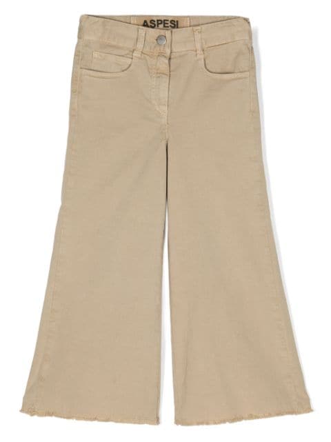 Aspesi Kids wide-leg frayed-hem trousers