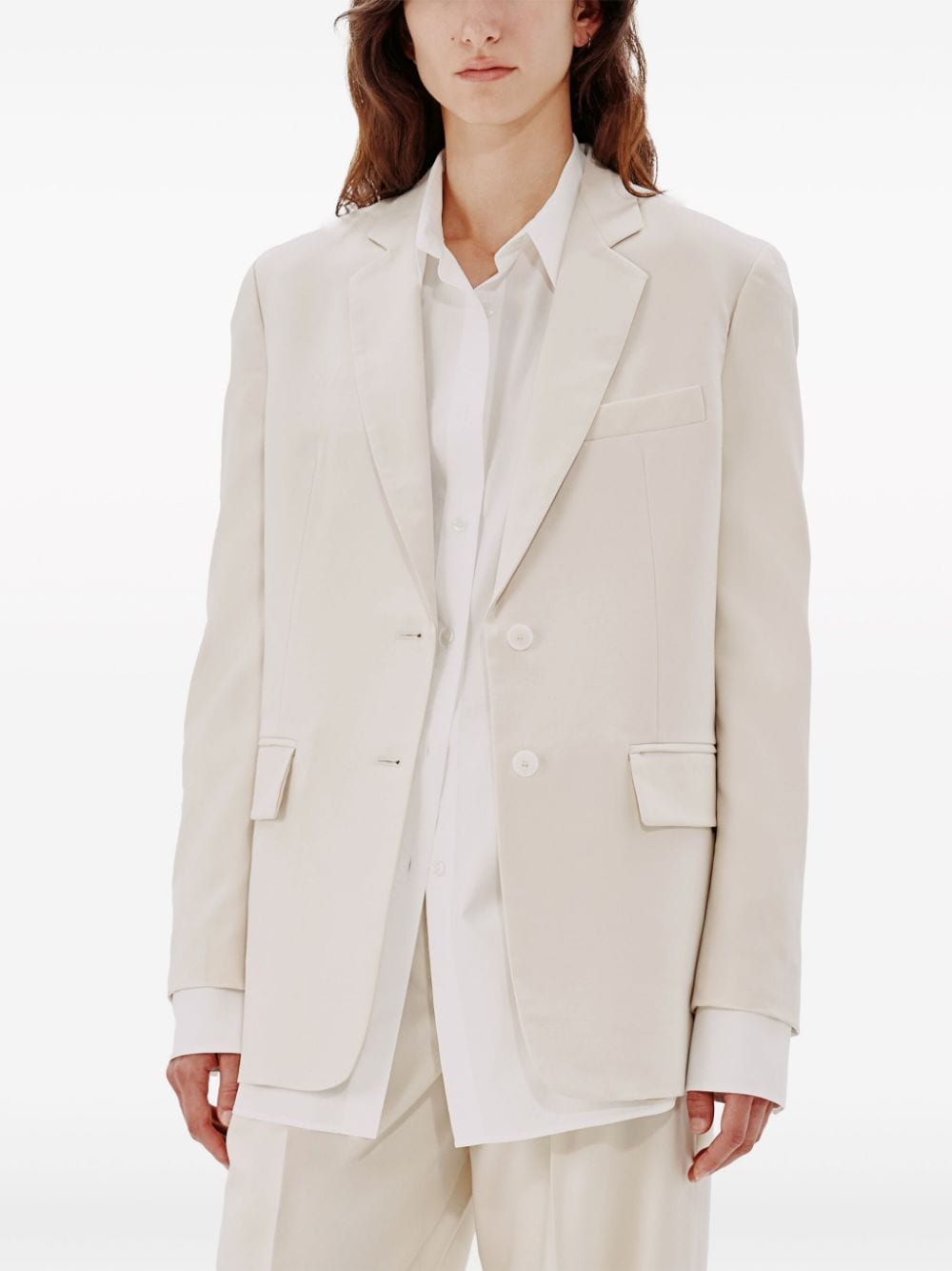 Shop Another Tomorrow Oversized Single-breasted Blazer In Neutrals