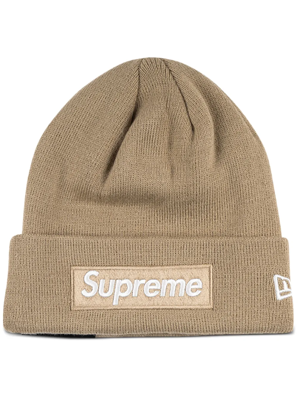 Supreme x New Era muts met logo Beige