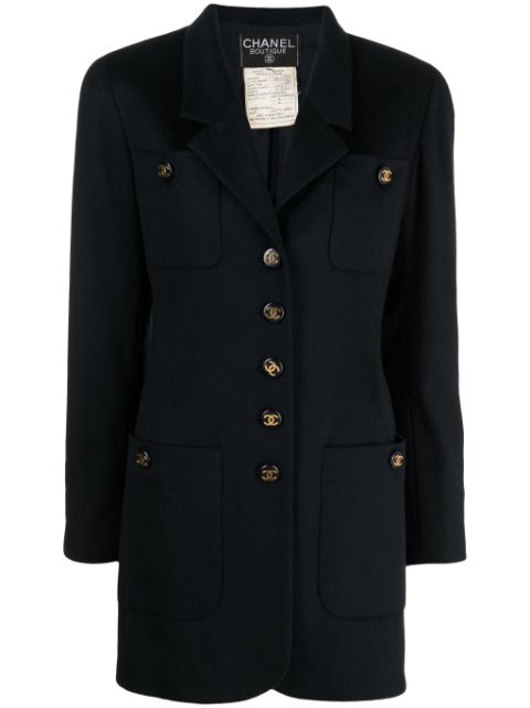 HOT SALE CHANEL 1998 CC-button cashmere coat Women