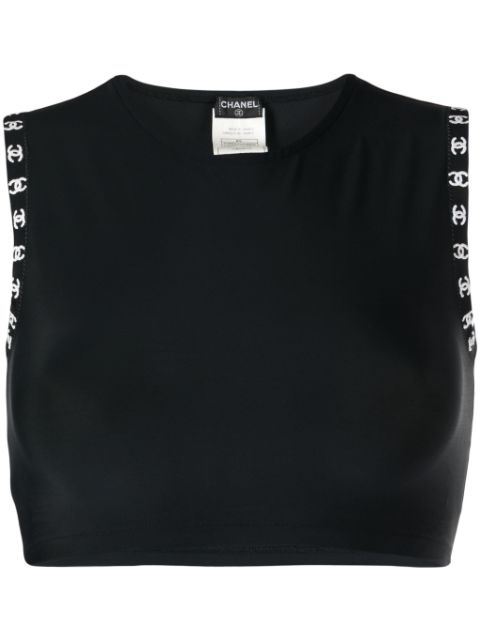 Cheap HOT SALE CHANEL 1997 CC-trim crop top Women