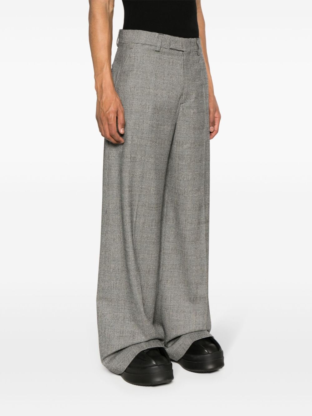 Shop Vetements Prince Of Wales Wide-leg Trousers In Black