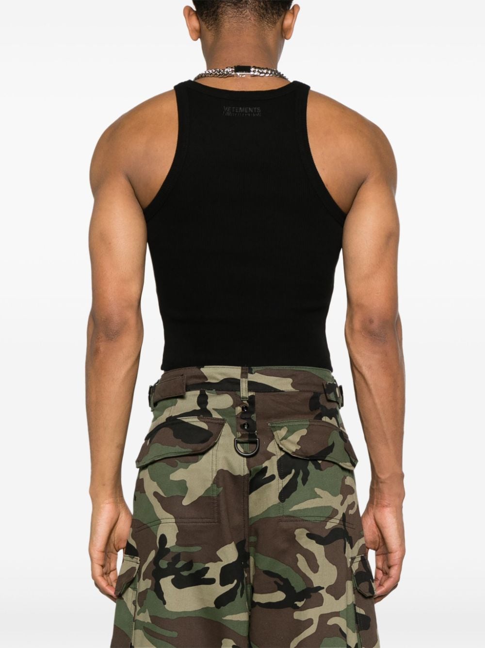 Shop Vetements Ribbed-knit Tank Top In Black