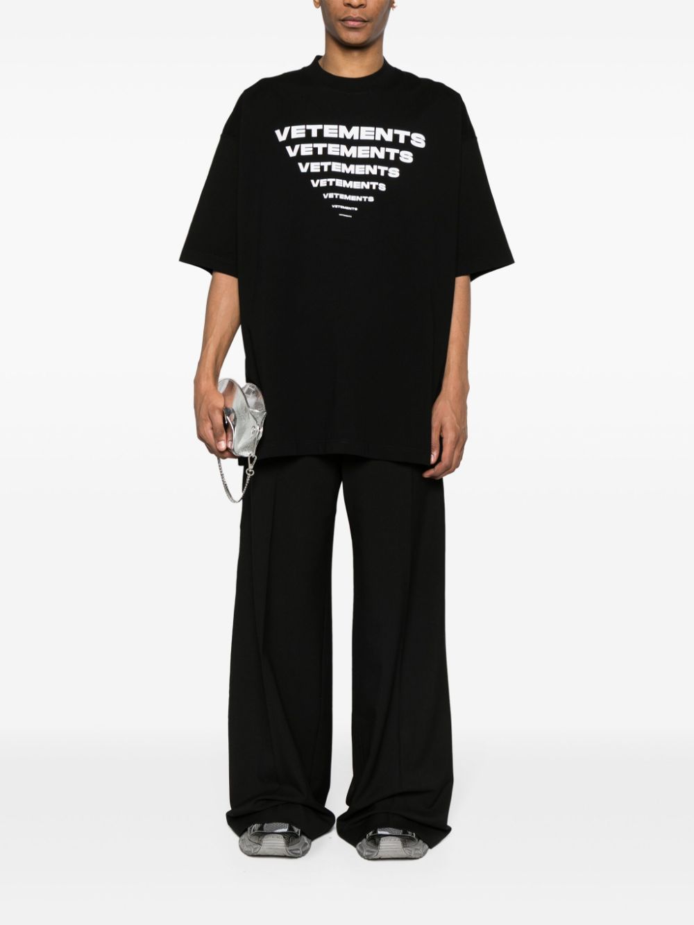 VETEMENTS Katoenen T-shirt met logoprint Zwart