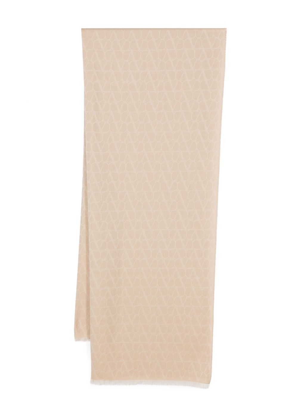 Valentino Toile Iconographe Frayed Scarf In Nude