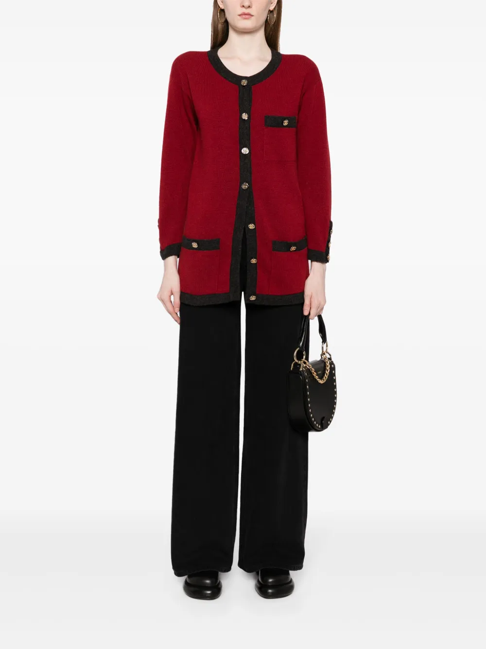 CHANEL Pre-Owned 1996 vest met logo-knopen - Rood