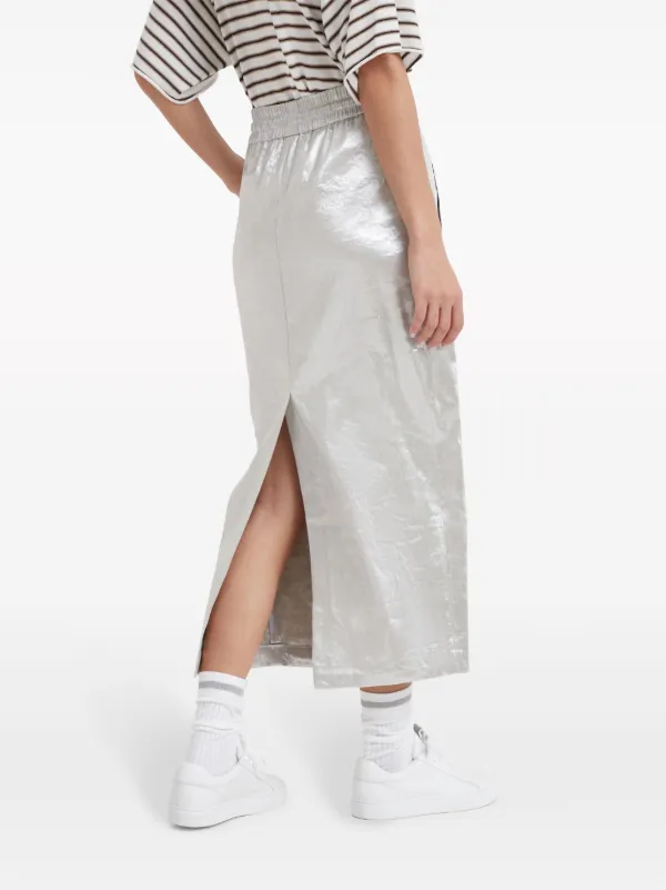 Brunello Cucinelli metallic-finish Midi Skirt - Farfetch
