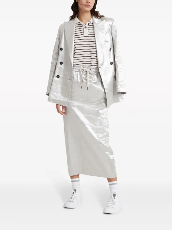 Brunello Cucinelli metallic-finish Midi Skirt - Farfetch