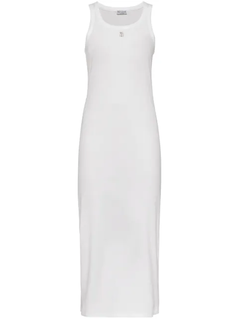 Brunello Cucinelli vestido midi con cuello redondo