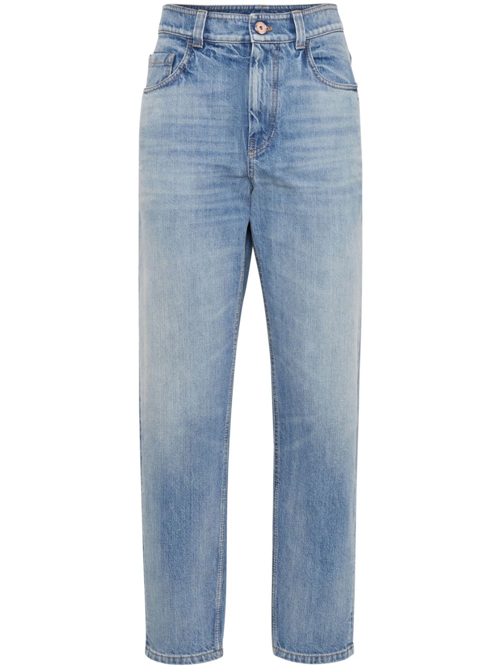 Brunello Cucinelli Tapered-Jeans mit Logo-Patch - Blau