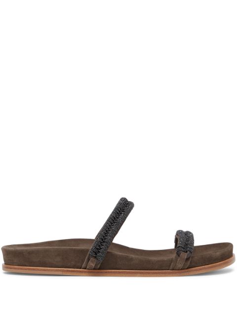 Brunello Cucinelli beaded suede sandals Women