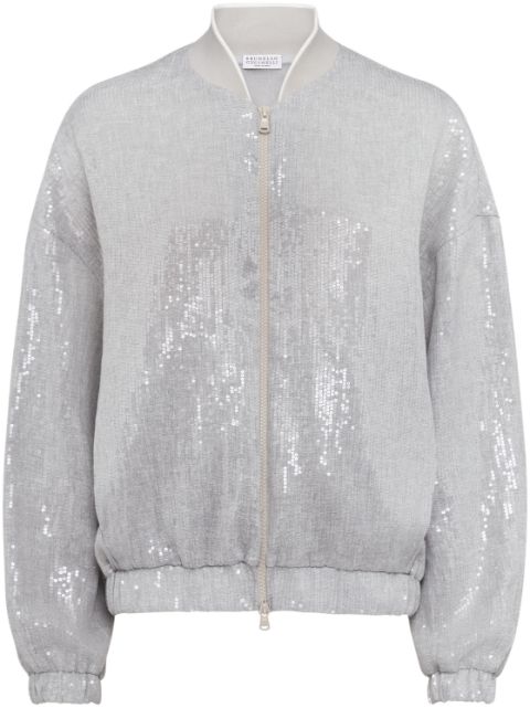 Brunello Cucinelli sequin-embellished bomber jacket