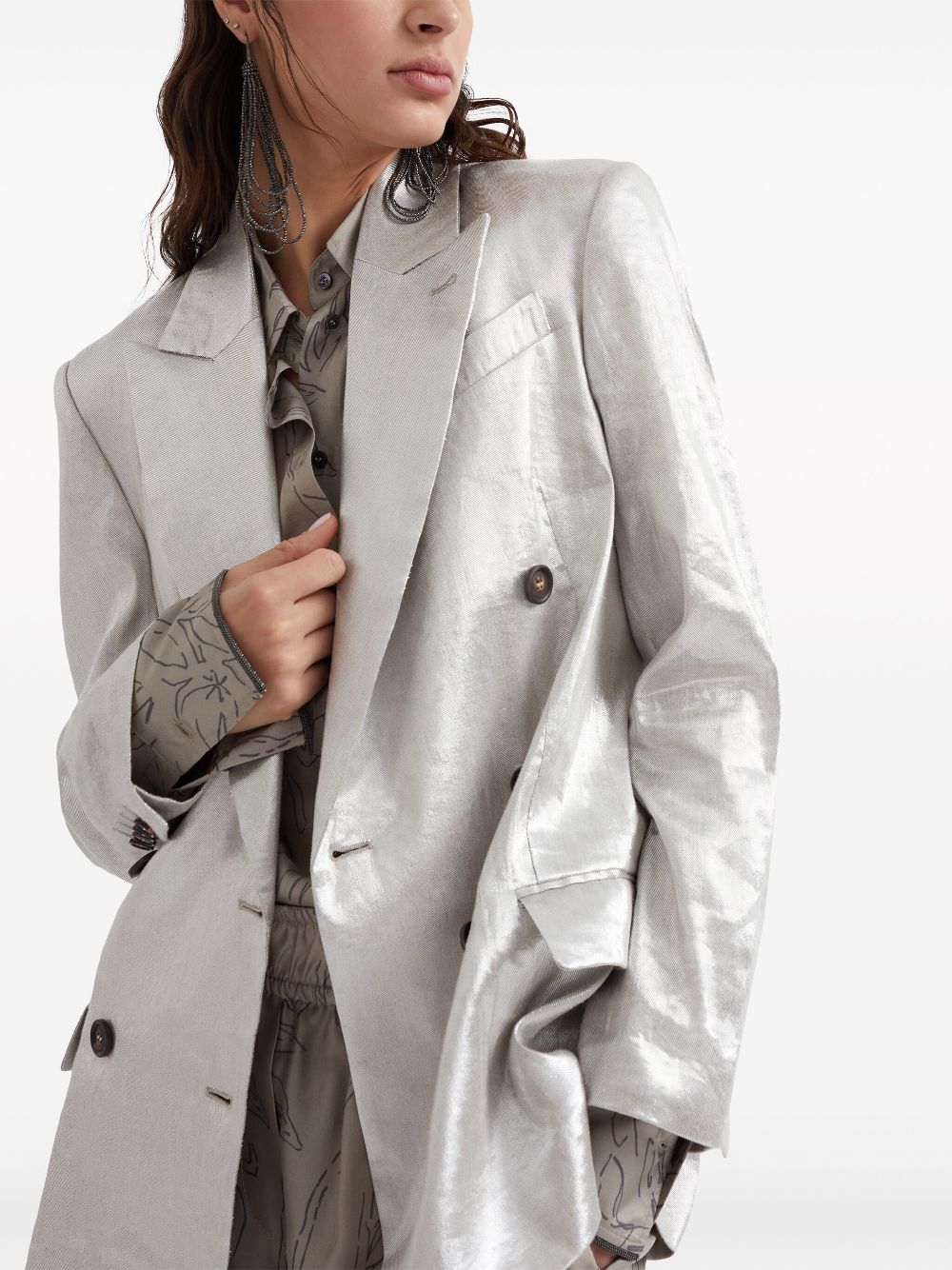 Brunello Cucinelli metallic double-breasted blazer Women