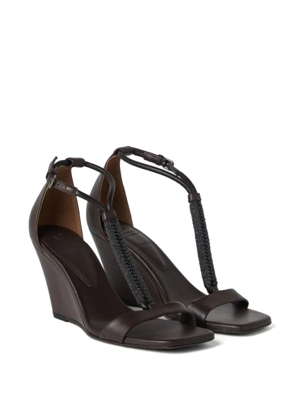 Brunello Cucinelli wedge heel Leather Sandals Farfetch