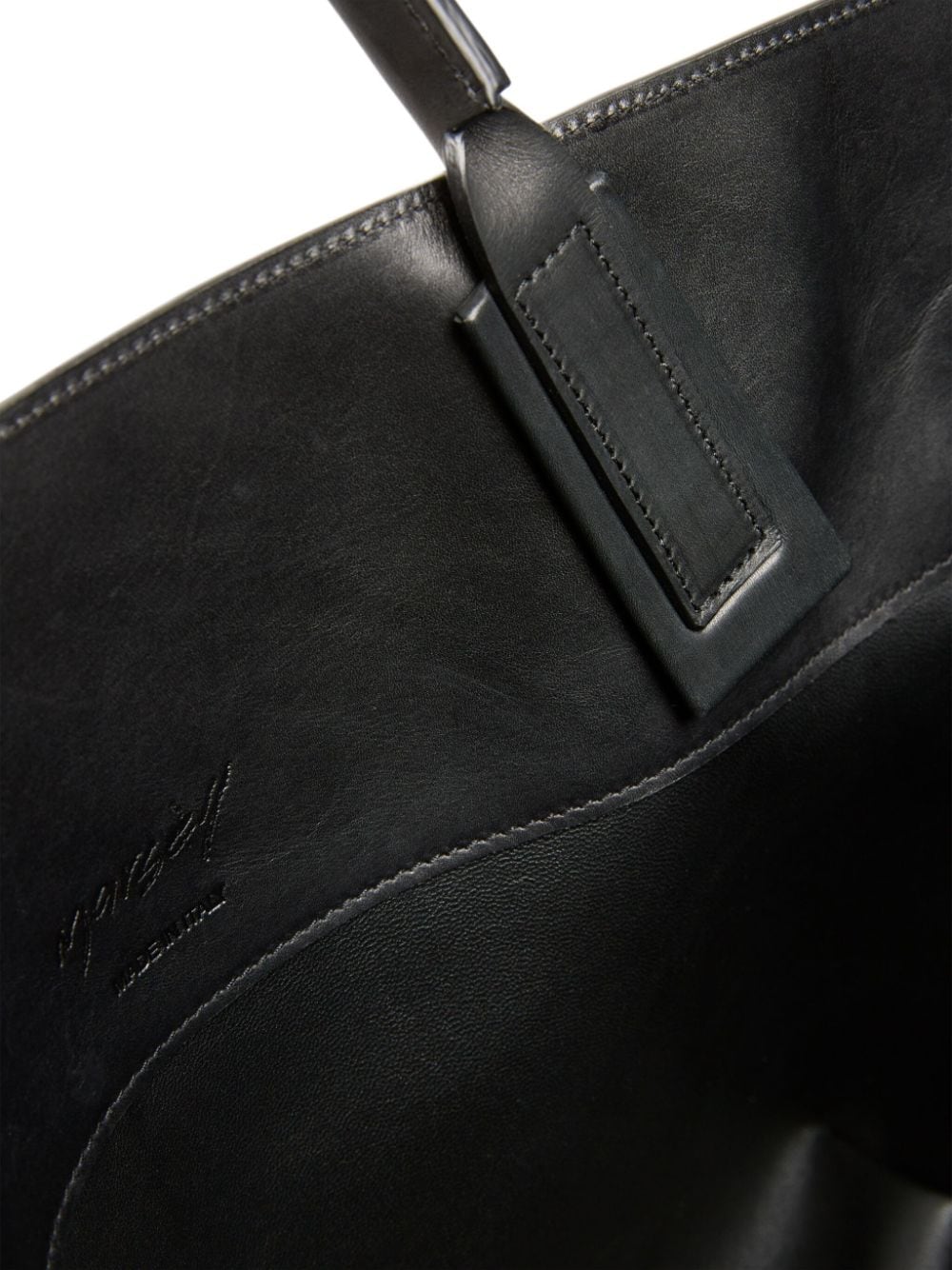Shop Marsèll Logo-debossed Leather Tote Bag In Black