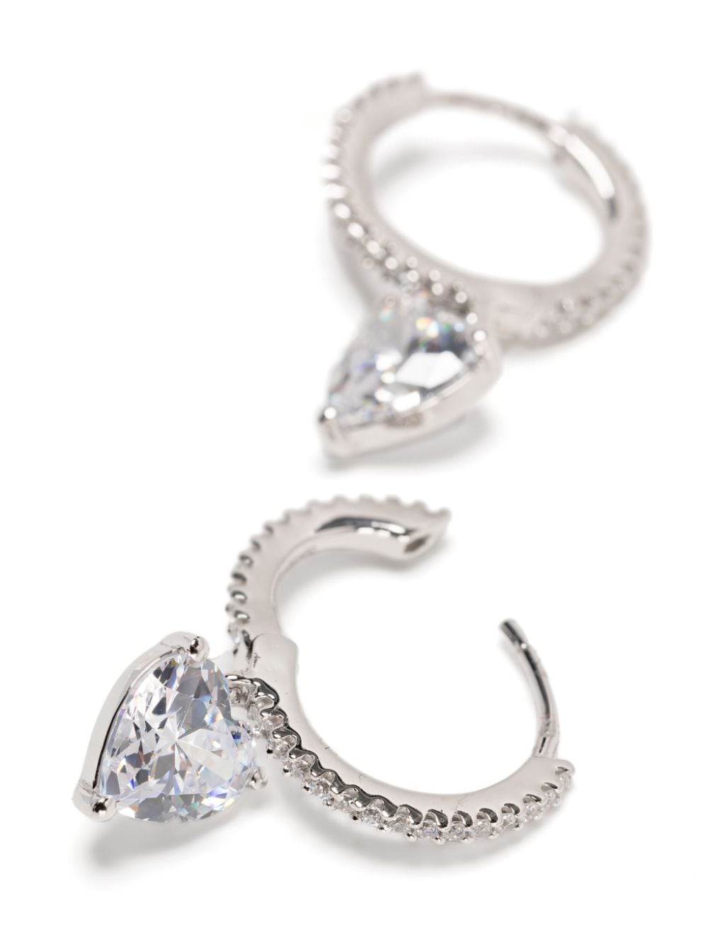 Shop Apm Monaco Crystal-embellished Hoop Earrings In Silver