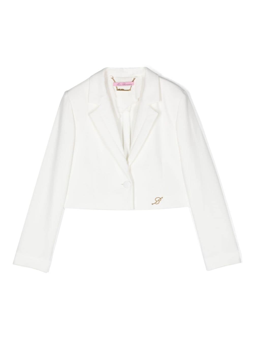 miss blumarine blazer en crêpe à plaque logo - blanc