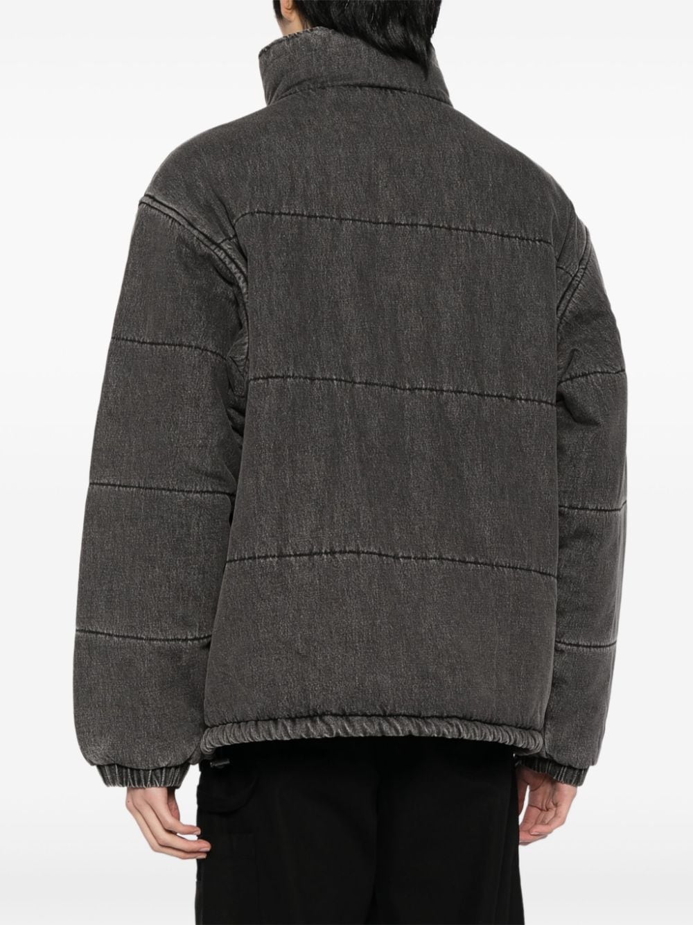 Shop Five Cm Denim Padded Jacket In Grau