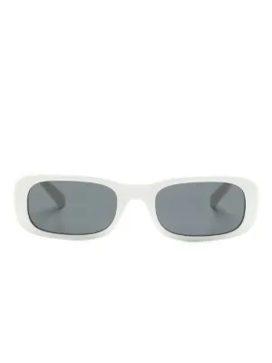 Miu Miu Eyewear Oval logo-detail Sunglasses | White | FARFETCH