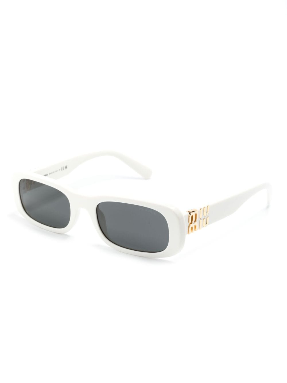 Shop Miu Miu Miu Glimpse Rectangle-frame Sunglasses In White