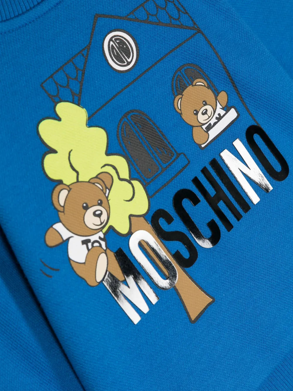 Moschino Kids Sweater met logo-applicatie Blauw