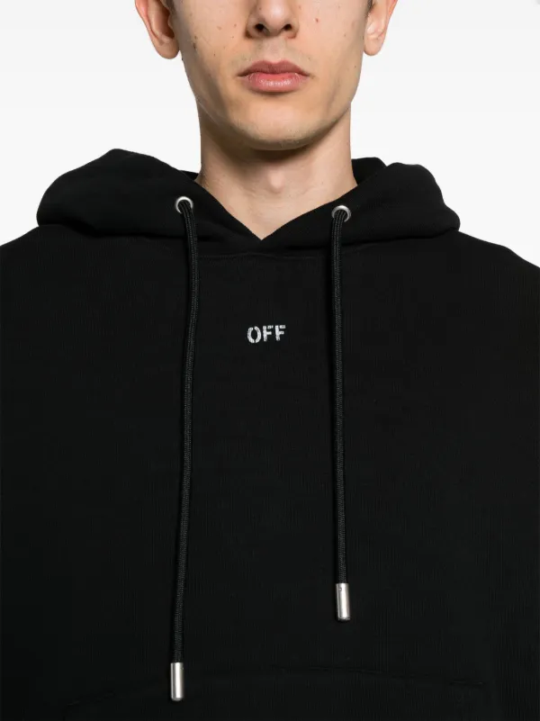 パーカー・フーディ Off-White Black Hoodie With Logo Print Off-White logo-print Cotton Hoodie | Black | FARFETCH