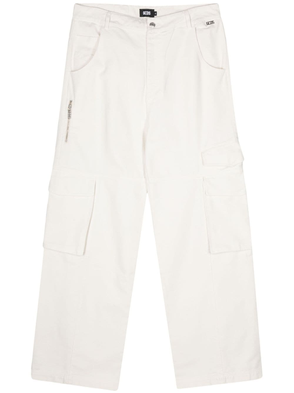 Gcds Straight-leg Cargo Jeans In White