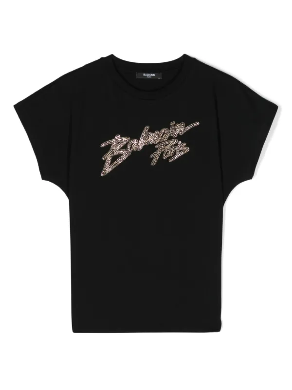 Balmain Kids logo-studded Cotton T-shirt | Black | FARFETCH TH
