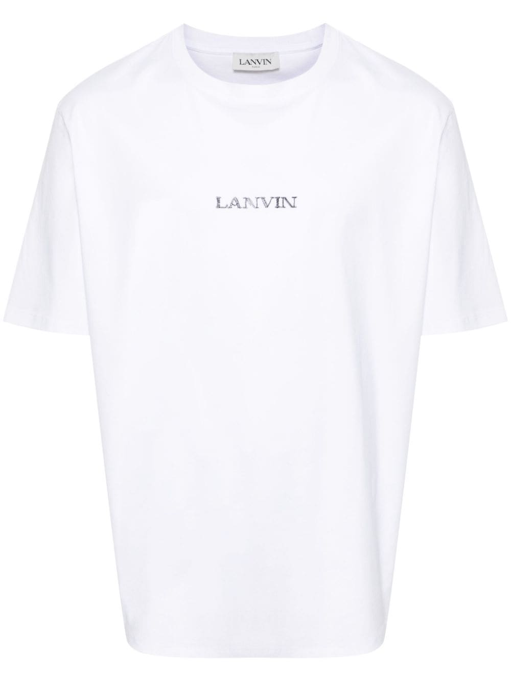Shop Lanvin Logo-embroidered Cotton T-shirt In White