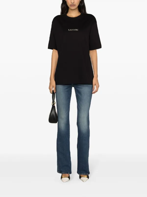 Lanvin logo-embroidered Cotton T-shirt | Black | FARFETCH