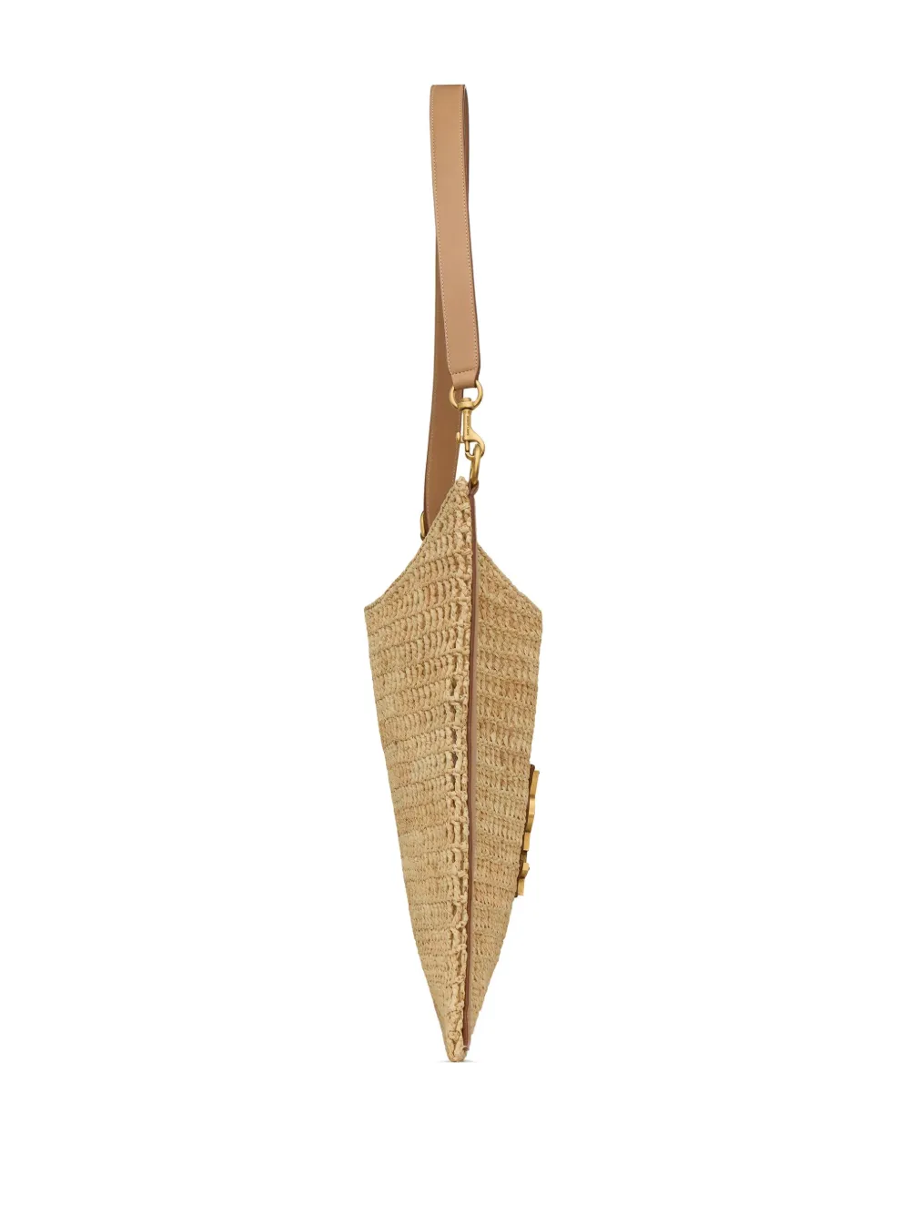 Saint Laurent Oxalis Ysl Monogram Shoulder Bag In Raffia With Bronze Hardware In Neutrals