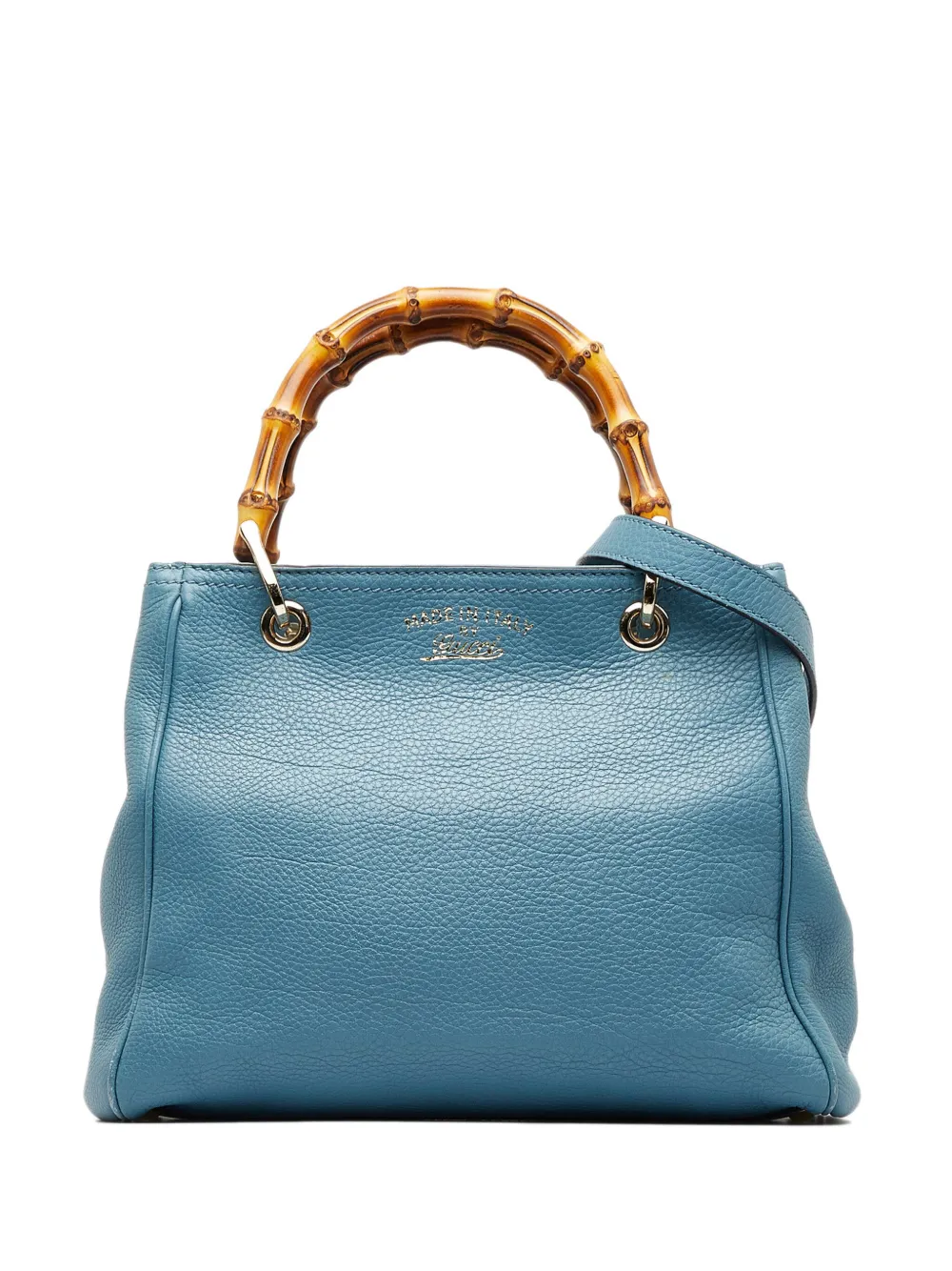 Pre-owned Gucci 2015-2022 Small Bamboo Two-way Bag In Blue