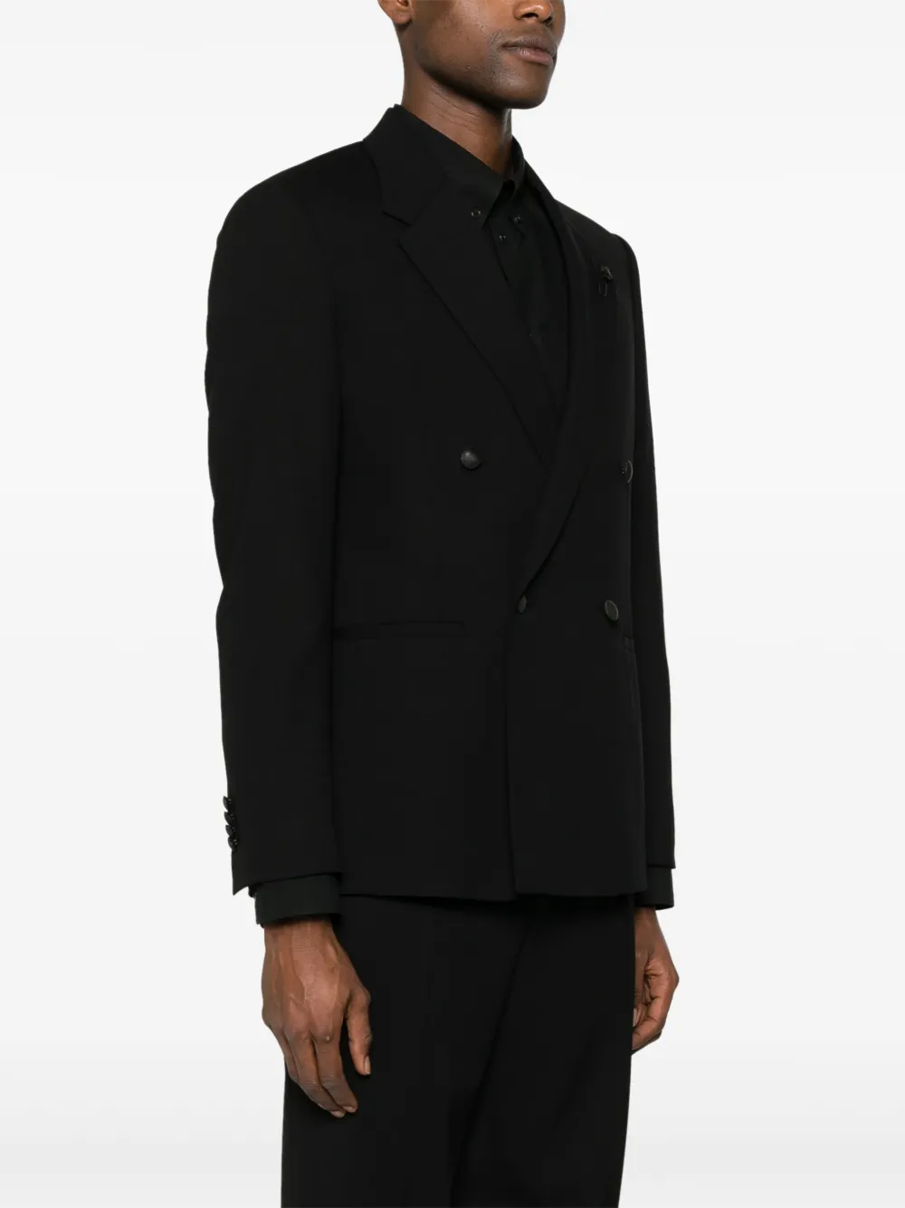 Shop Lardini Double-breasted Blazer In Black