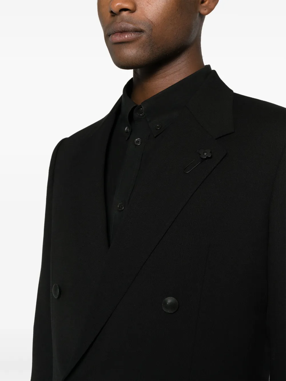 Shop Lardini Double-breasted Blazer In Black