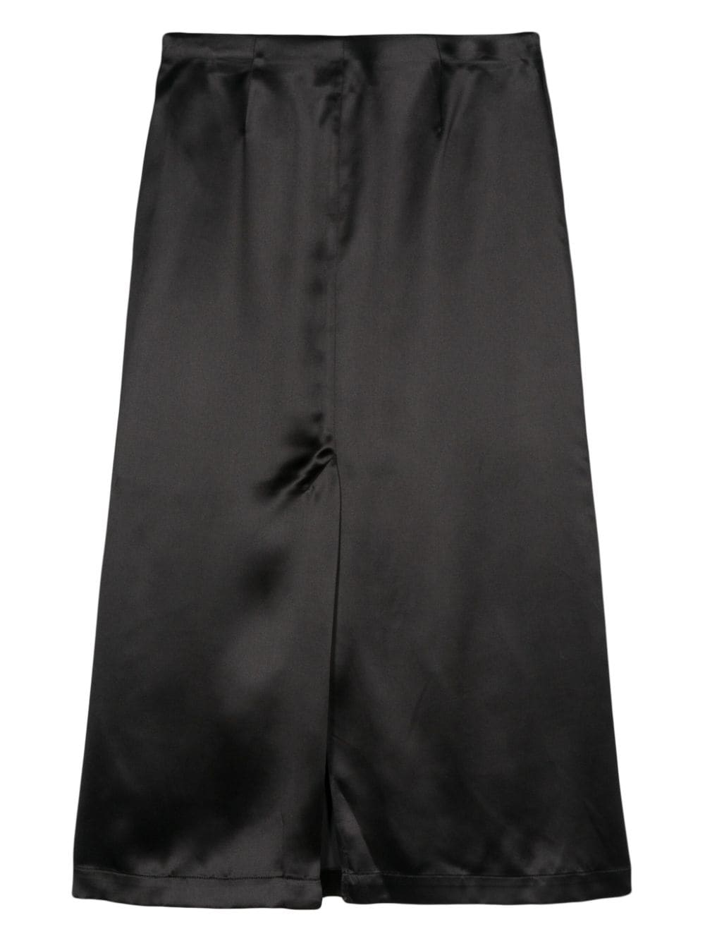 Shop Loulou Studio Satin Midi Skirt In Black