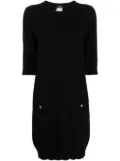 CHANEL Pre-Owned 2008 CC-button cashmere dress - Black