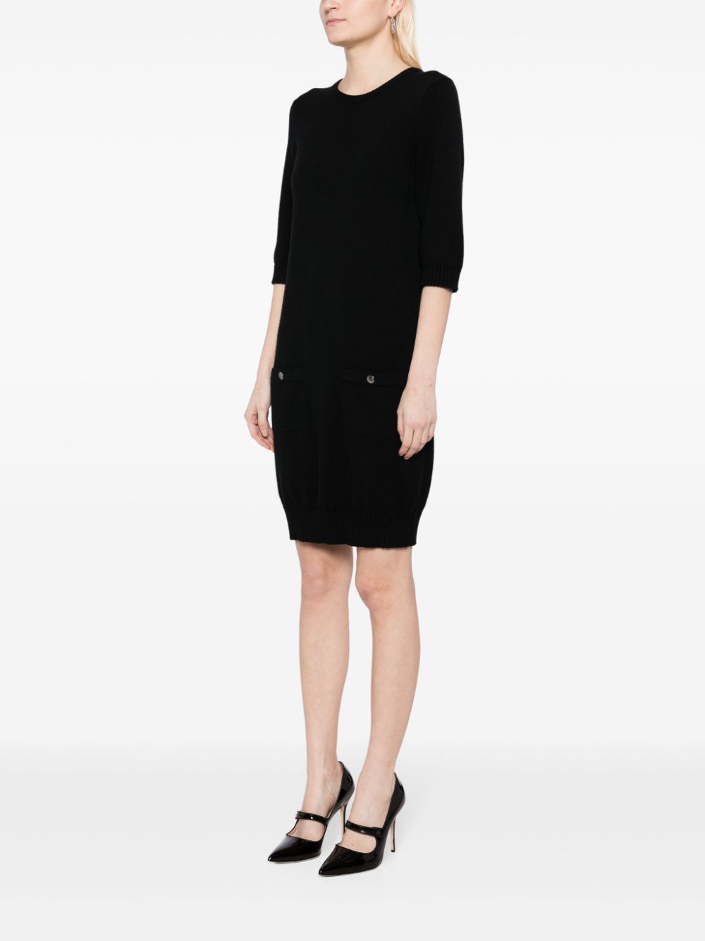 CHANEL 2008 CC-button cashmere dress Women