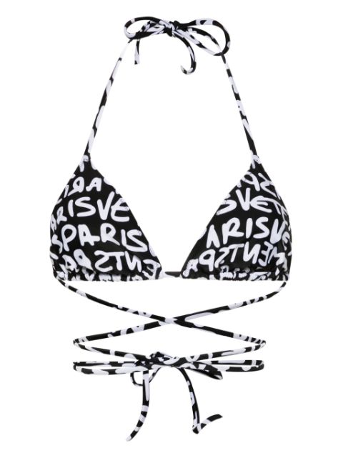 VETEMENTS logo-print triangle bikini top